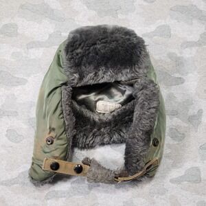 Vintage Alpha Industries Flyers Bomber Hat Mens Medium Green Winter Wool Blend